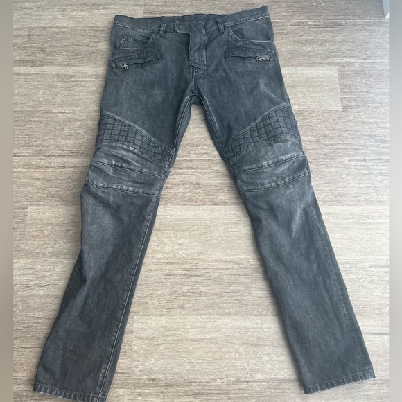 Balmain 'Dark Grey' Biker Jeans
